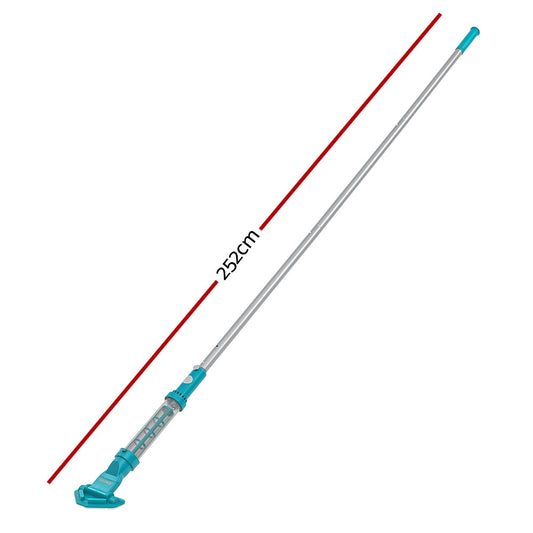 Bestway cordless pool vacuum with extendable pole and white and blue body