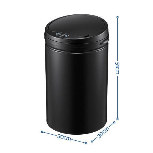 Devanti 30L Sensor Bin Automatic Touchless Trash Can Garbage Rubbish Black