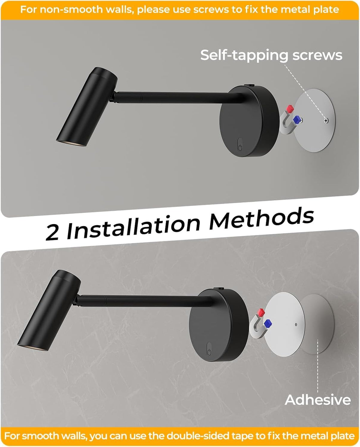 Battery operated picture light with remote control and slim wall-mounted design