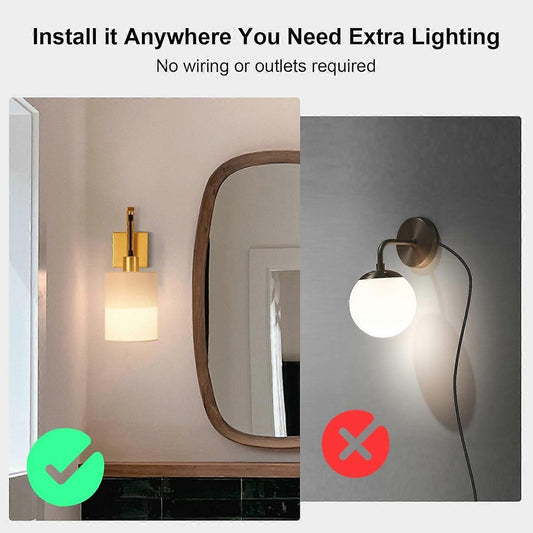 Set of two gold battery operated wall sconces with white linen shades and remote control