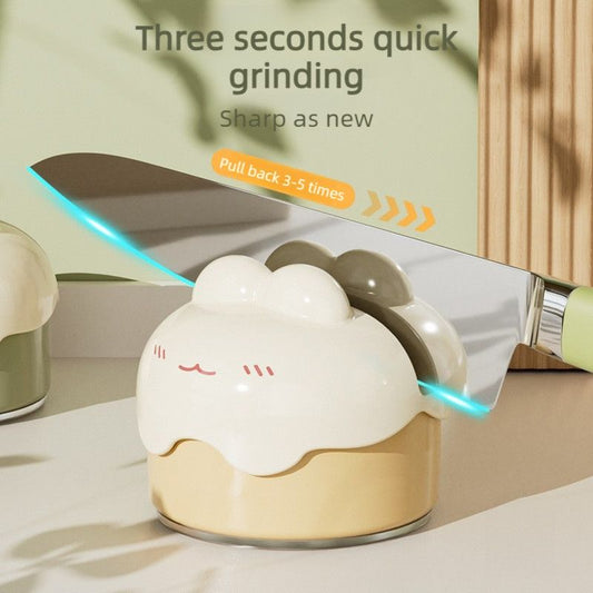 Cute Suction Cup Knife Sharpener, Vacuum Suction Kitchen Knife Sharpening Tool with Tungsten Steel—Pink