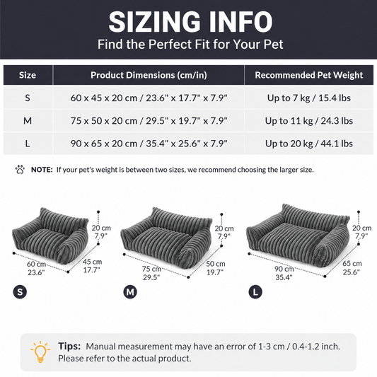 Brown faux fur pet sofa bed with raised bolster sides and deep cushion