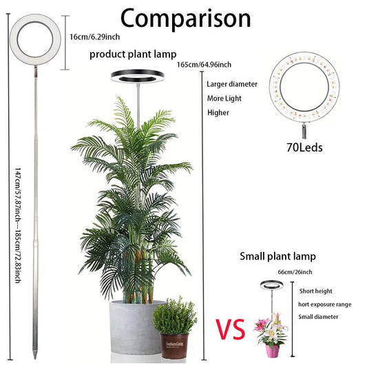 White USB floor plant grow light with ring LED head and telescopic stake