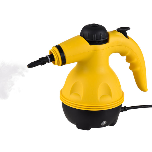 Handheld steam cleaner with brush accessories cleaning bathroom tile grout