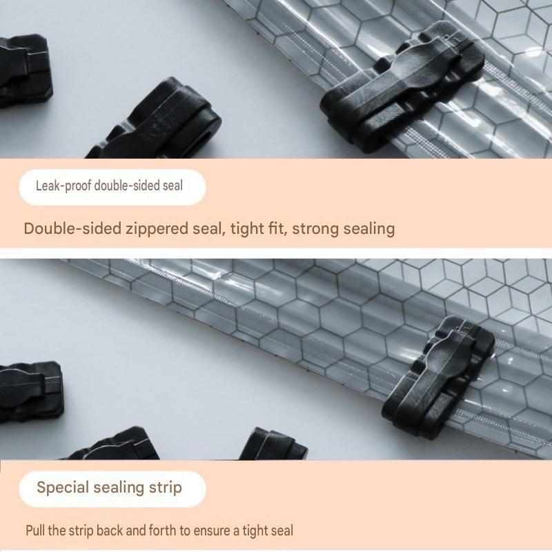 Set of vacuum compression storage bags with bedding sealed inside