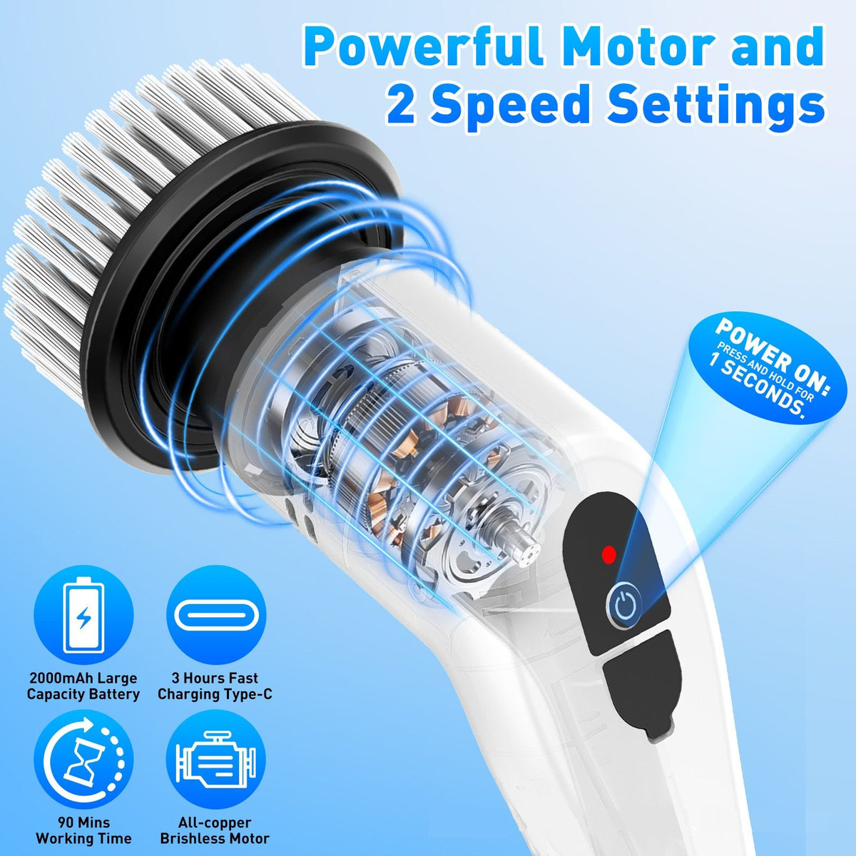 Black cordless car vacuum cleaner and electric spin scrubber combo with brush heads