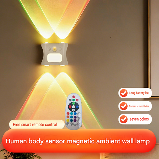 Black rechargeable motion sensor wall lights mounted along a hallway