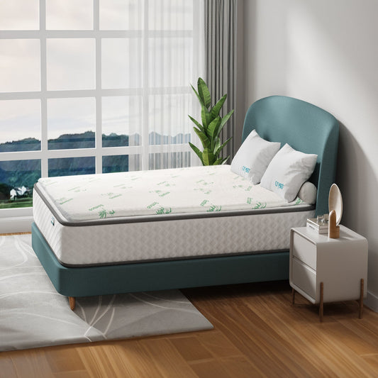 Single memory foam mattress topper with two contour pillows and bamboo covers