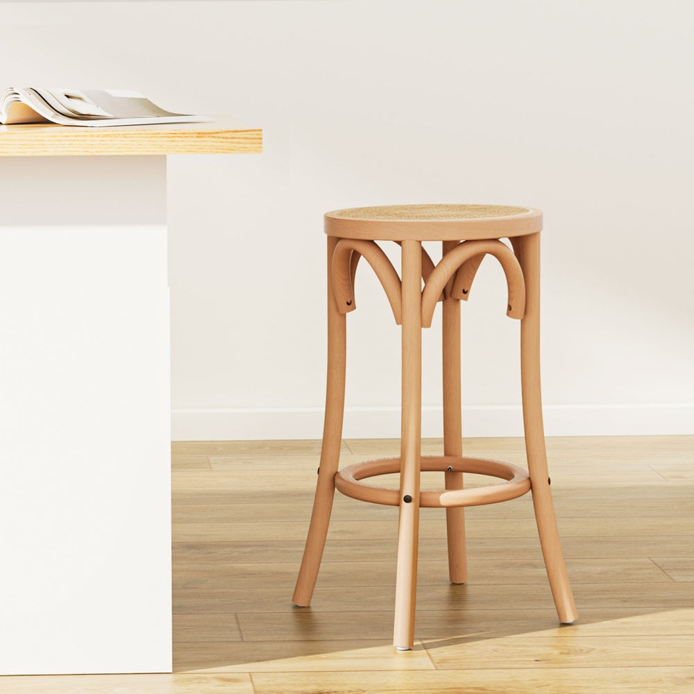 Artiss bar stool with pine beech wood frame and rattan seat