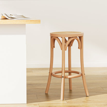 Artiss bar stool with pine beech wood frame and rattan seat