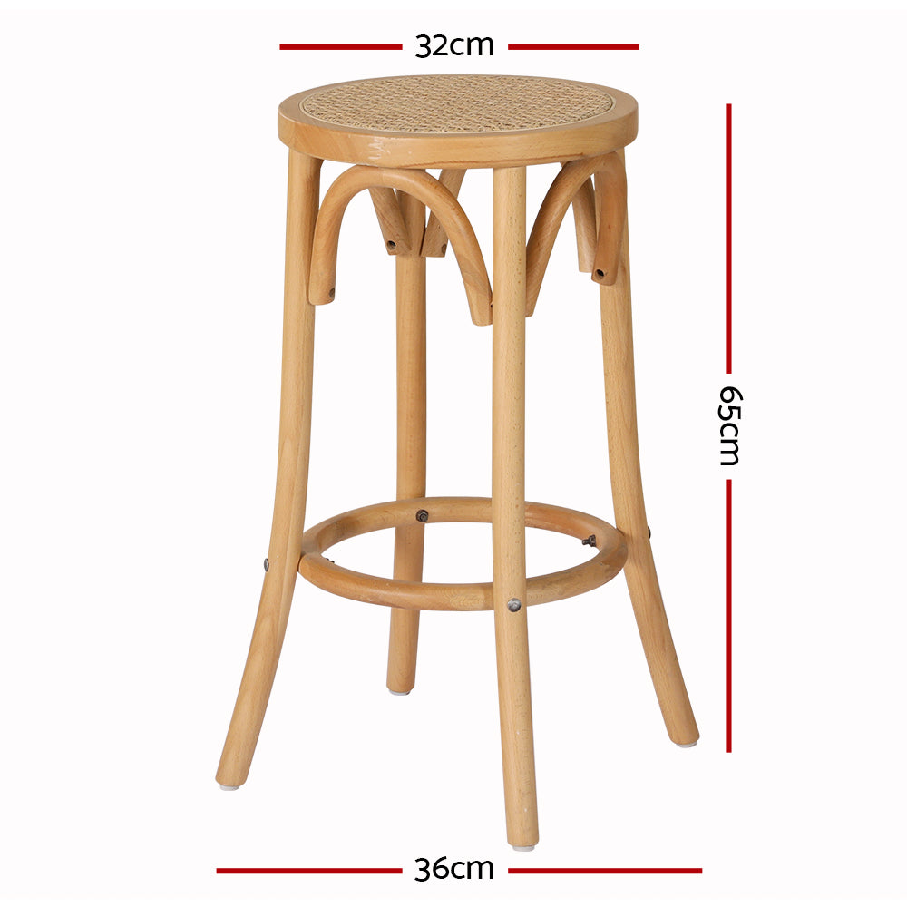 Artiss bar stool with pine beech wood frame and rattan seat