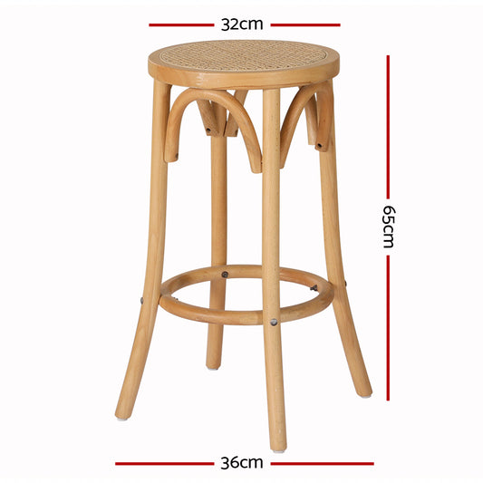 Artiss bar stool with pine beech wood frame and rattan seat