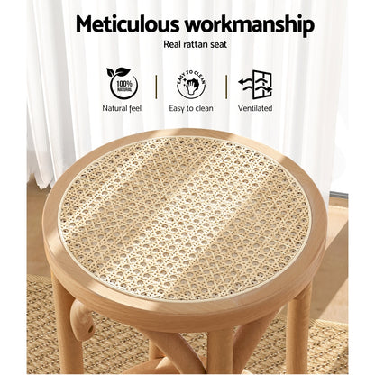 Artiss bar stool with pine beech wood frame and rattan seat