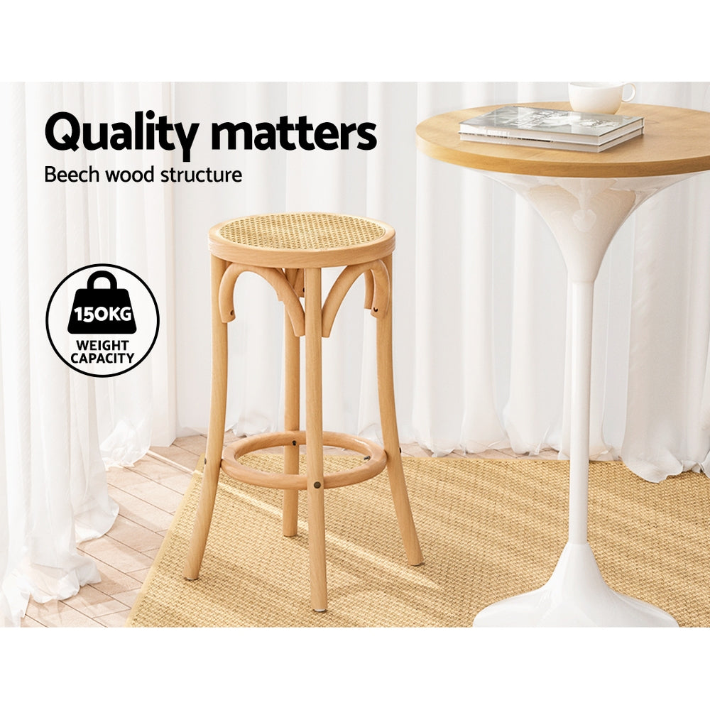Artiss bar stool with pine beech wood frame and rattan seat