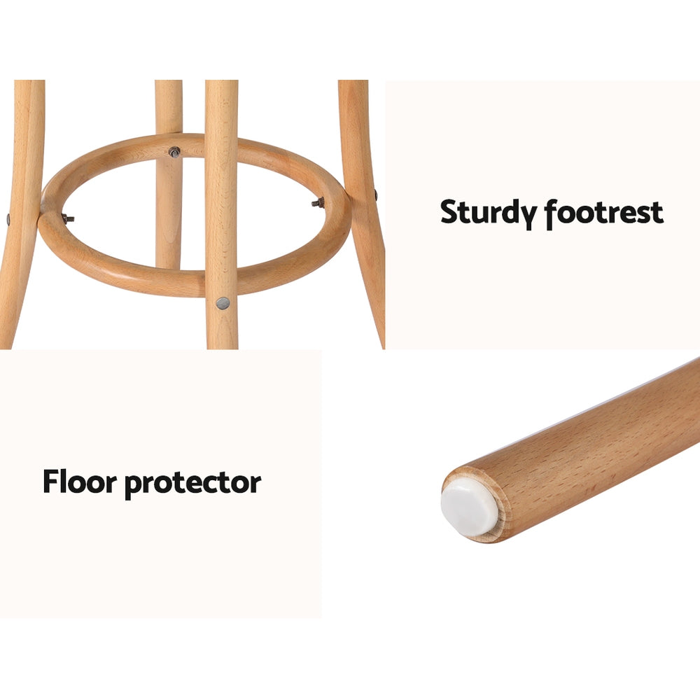 Artiss bar stool with pine beech wood frame and rattan seat