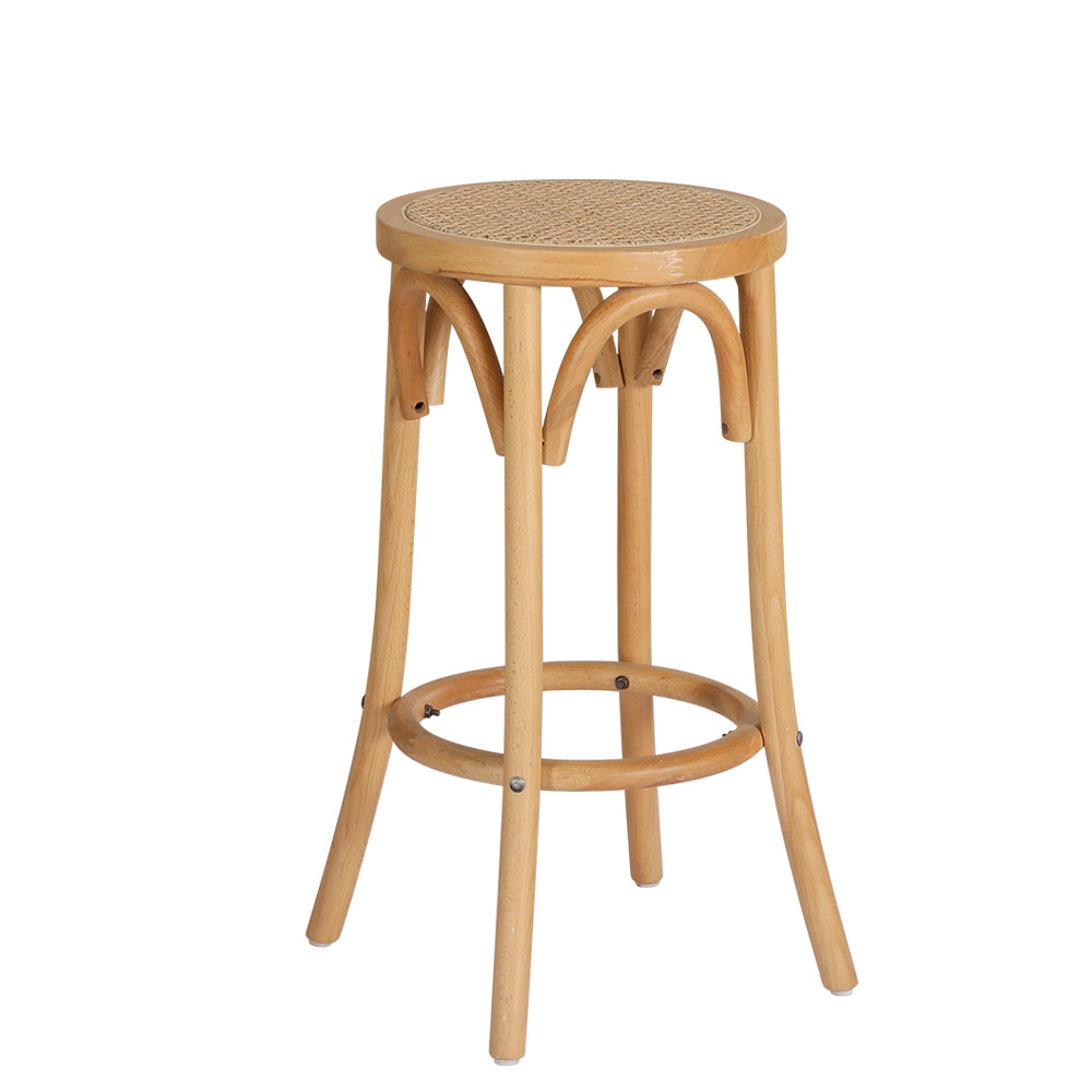 Artiss bar stool with pine beech wood frame and rattan seat