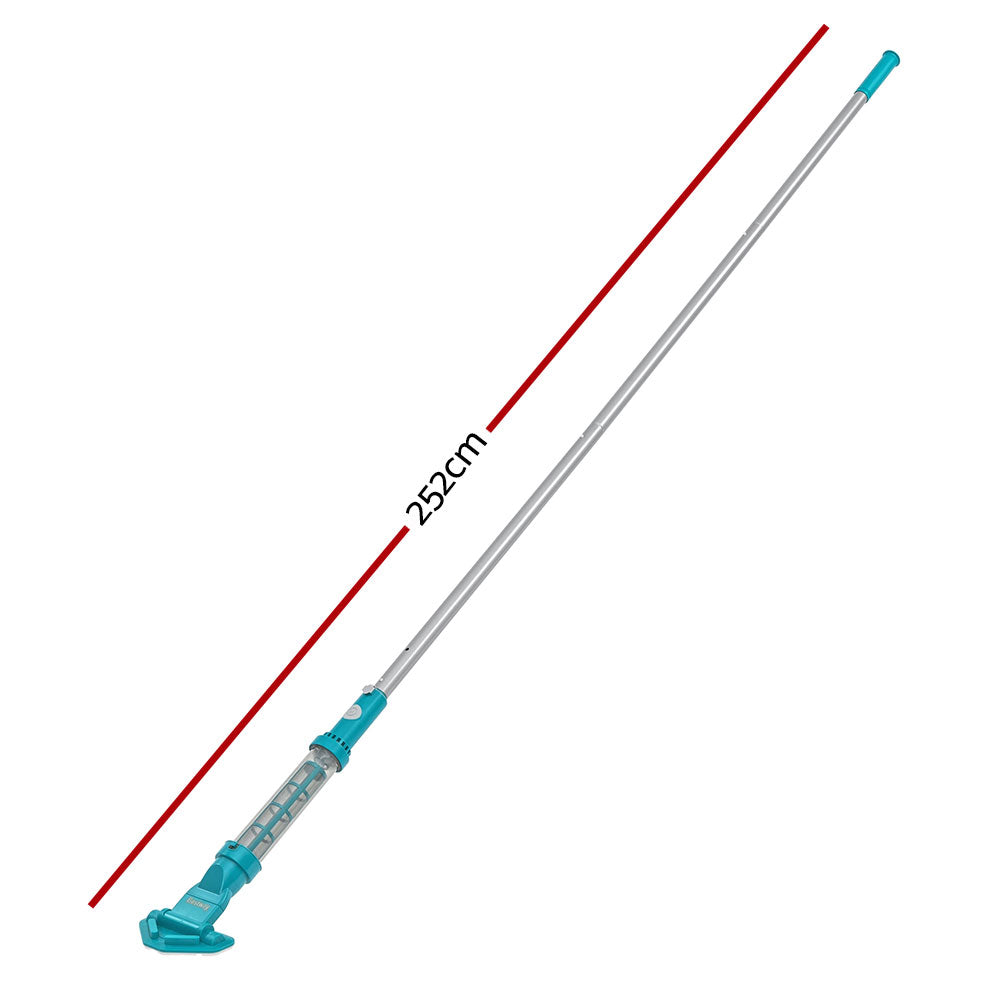 Bestway cordless pool vacuum with extendable pole and white and blue body
