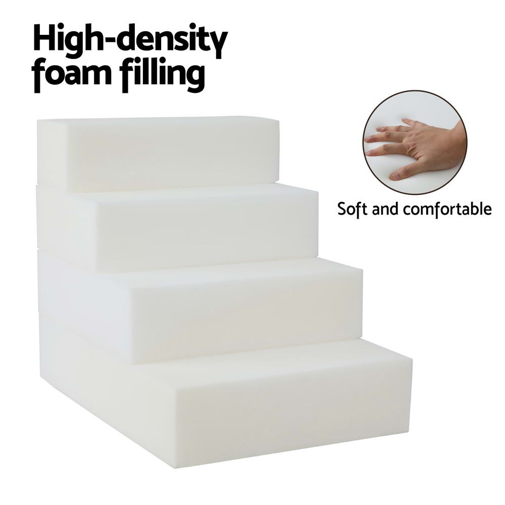 Dark grey foam dog ramp and step with four steps for sofas or beds