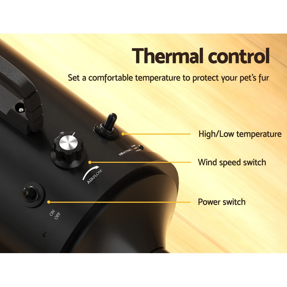Black i.Pet pet hair dryer with hose and four nozzles
