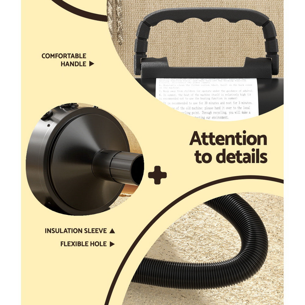 Black i.Pet pet hair dryer with hose and four nozzles
