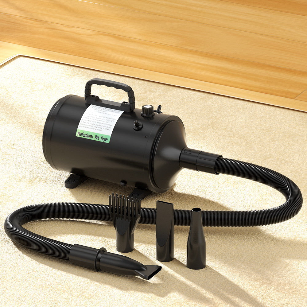 Black i.Pet pet hair dryer with hose and four nozzles