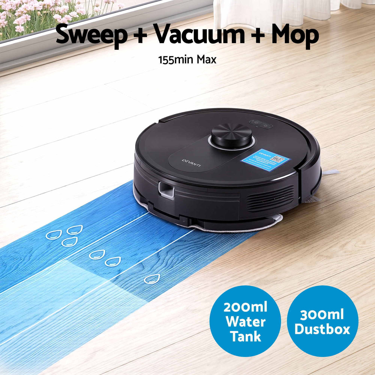 DEVANTI robot vacuum cleaner with dock station and remote control