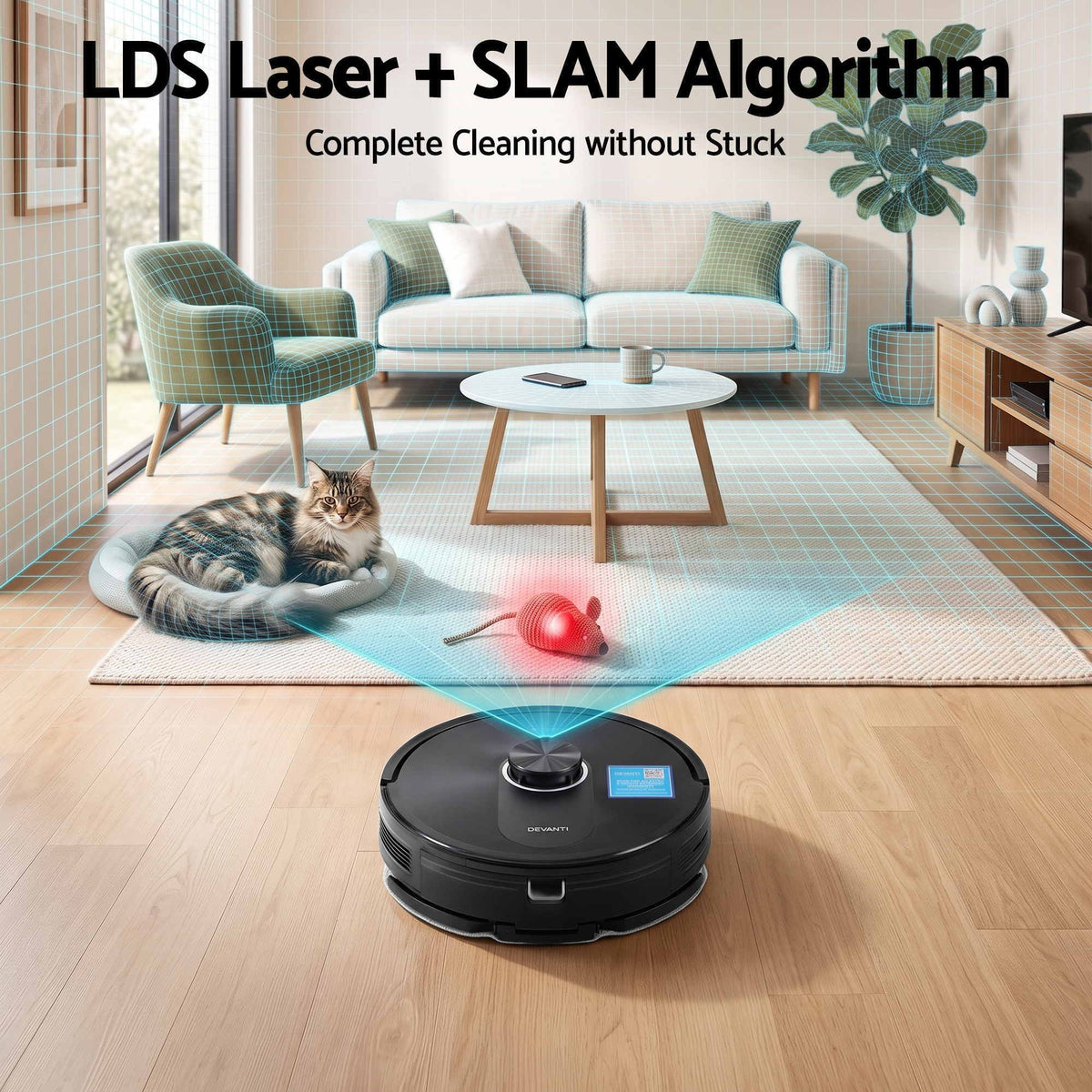 DEVANTI robot vacuum cleaner with dock station and remote control