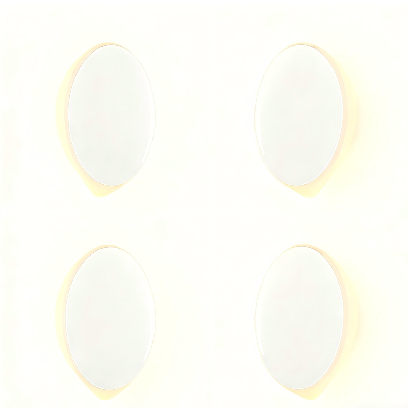 White motion sensor night light with warm white glow, shown as a 4-pack