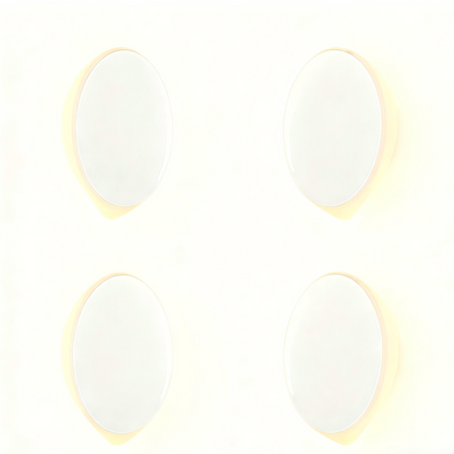White motion sensor night light with warm white glow, shown as a 4-pack
