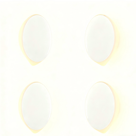 White motion sensor night light with warm white glow, shown as a 4-pack