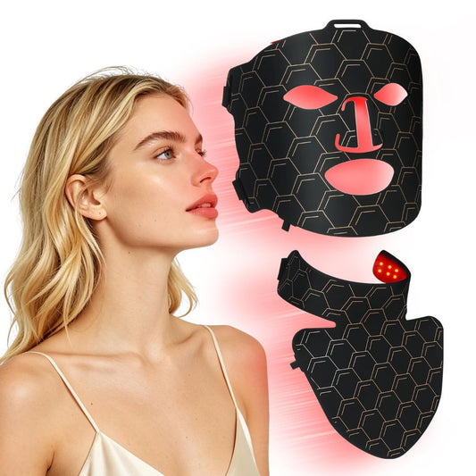 Silicone face and neck light therapy mask with remote control