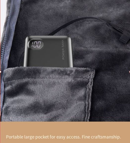 Portable USB heated throw blanket spread over a chair