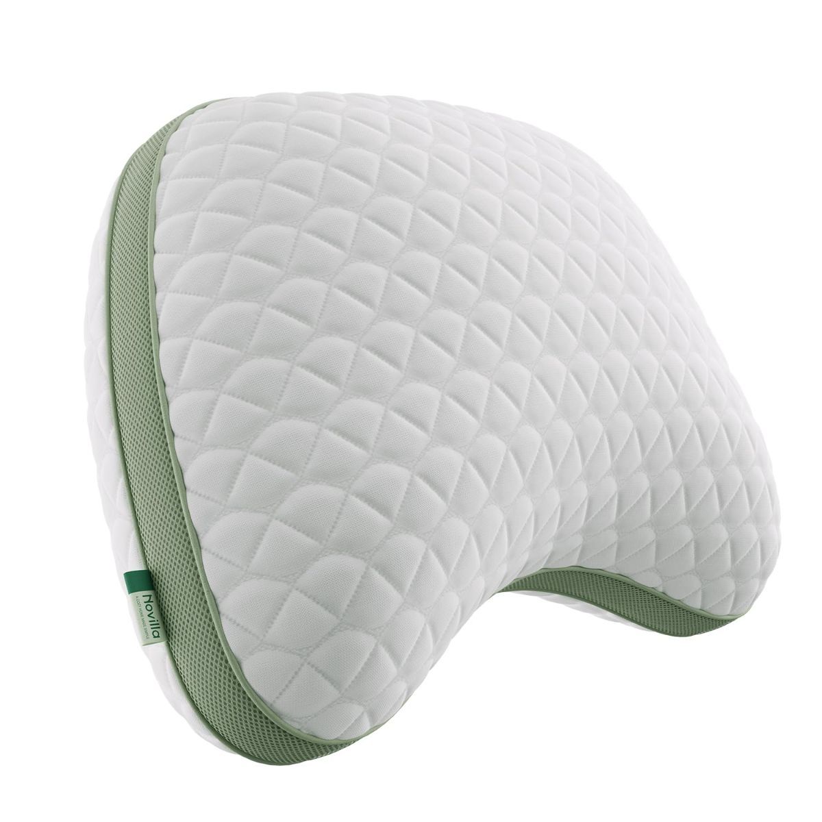 Curved queen side sleeper pillow with Tencel cover and adjustable shredded memory foam fill
