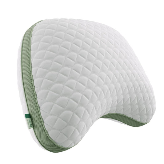 Curved queen side sleeper pillow with Tencel cover and adjustable shredded memory foam fill