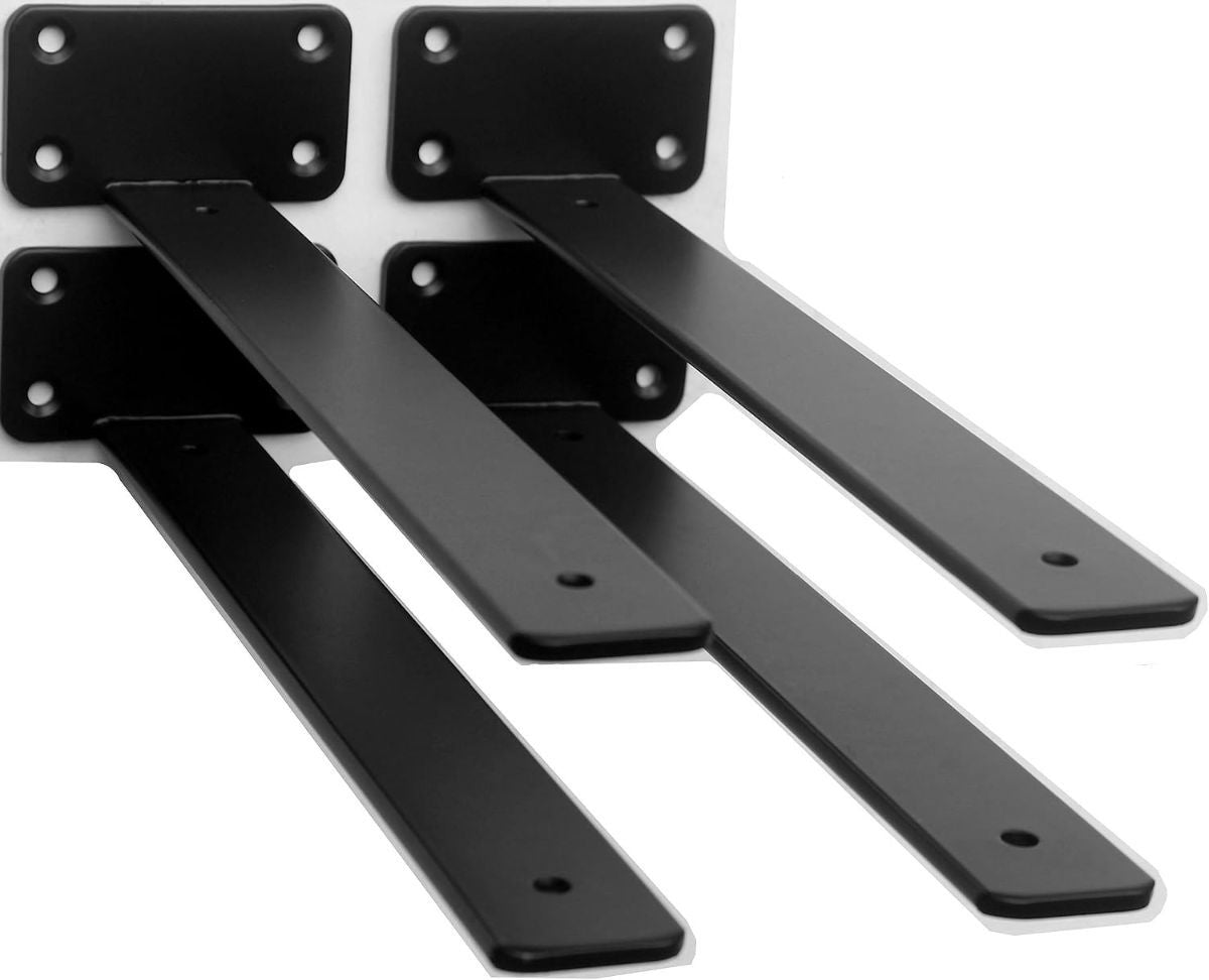 Black hidden L shelf bracket for floating shelves with screws included