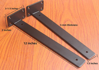 Black hidden L shelf bracket for floating shelves with screws included