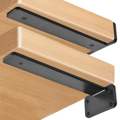 Black hidden L shelf bracket for floating shelves with screws included