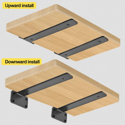 Black hidden L shelf bracket for floating shelves with screws included