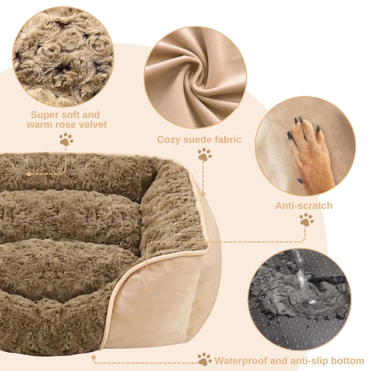 Dark gray washable orthopedic pet bed with raised pillow edges and removable sleeping mat