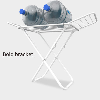 White iron folding drying rack with multiple bars and triangle support