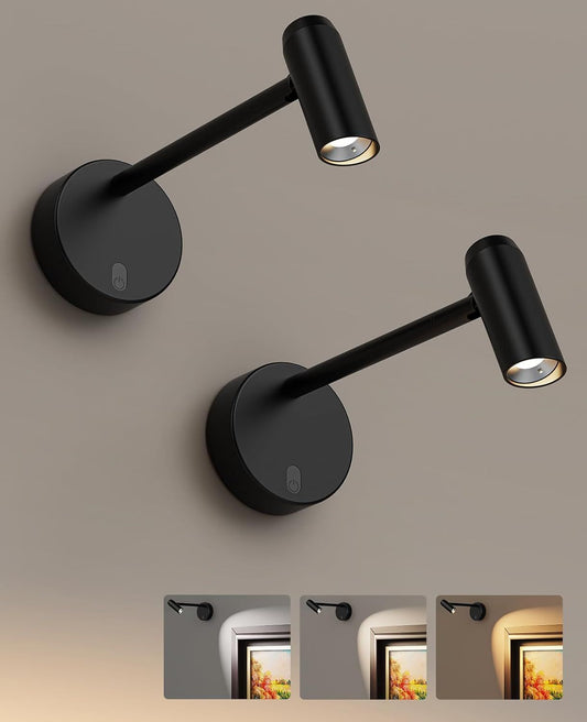 Battery operated picture light with remote control and slim wall-mounted design