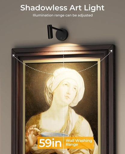 Battery operated picture light with remote control and slim wall-mounted design