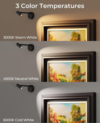 Battery operated picture light with remote control and slim wall-mounted design