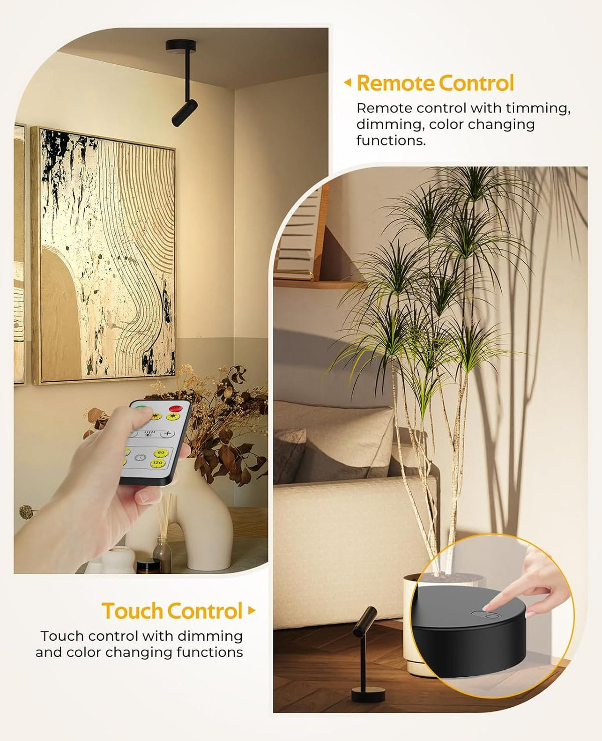 Battery operated picture light with remote control and slim wall-mounted design