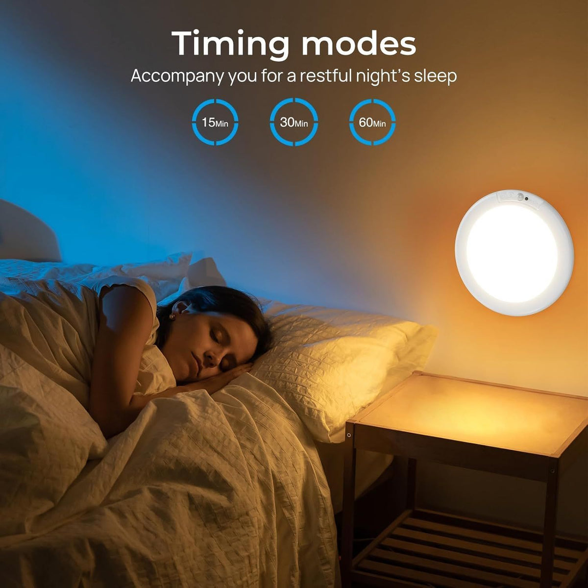 Round battery powered motion sensor ceiling light mounted in a pantry