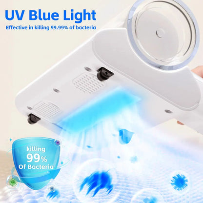 Handheld UV-C cordless dust mite vacuum with one-button control