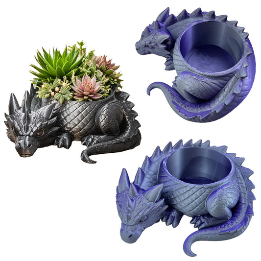 3D printed sleeping dragon sculpture forming an open bowl