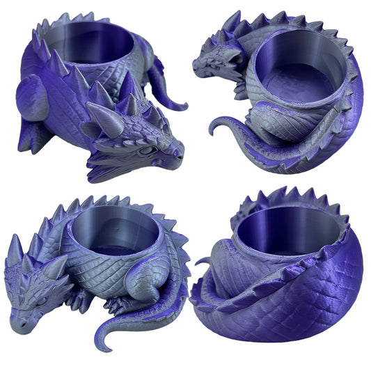 3D printed sleeping dragon sculpture forming an open bowl