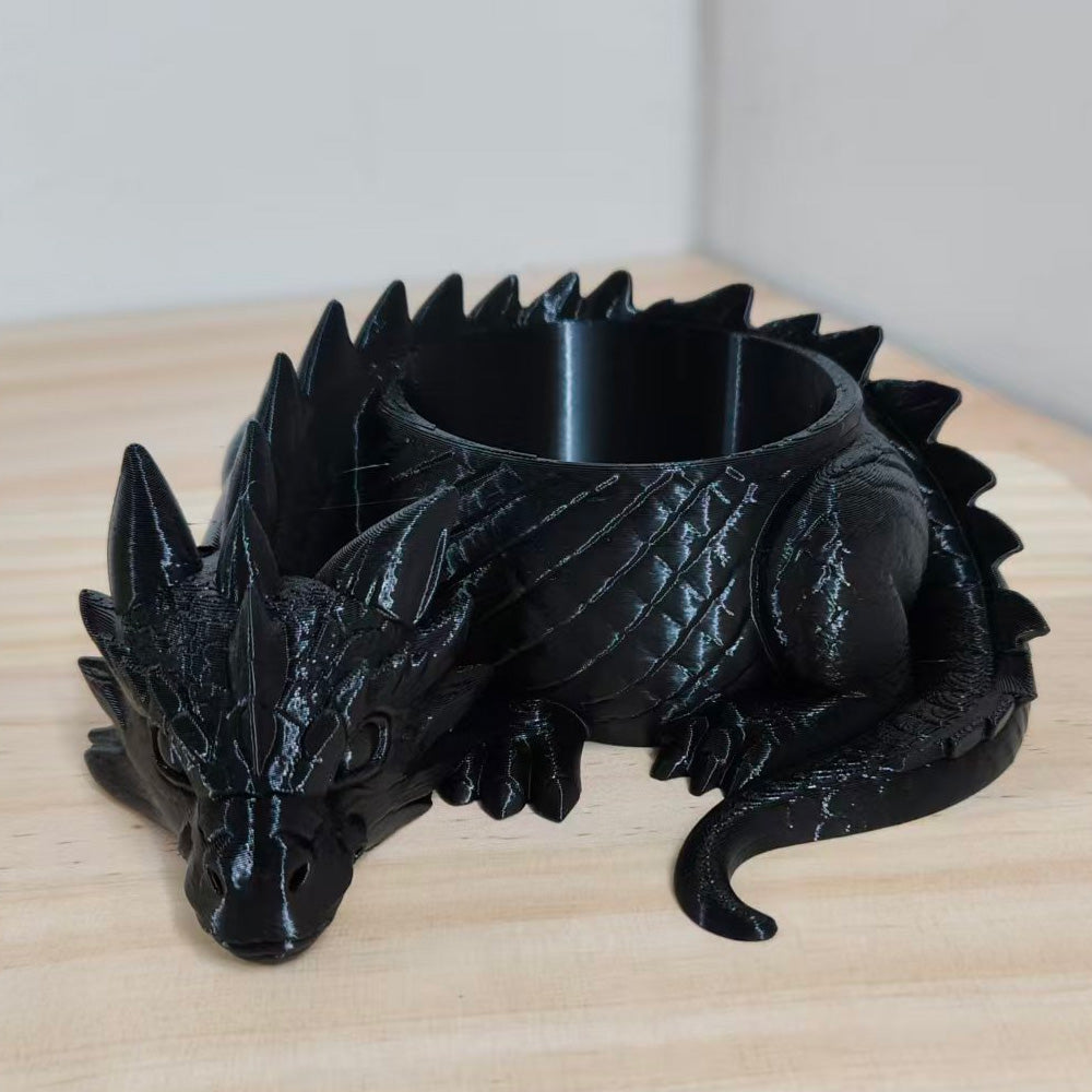 3D printed sleeping dragon sculpture forming an open bowl