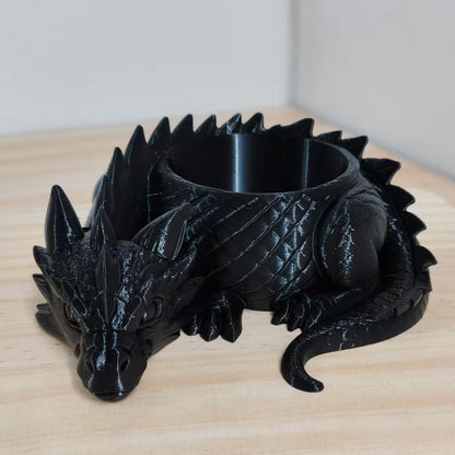 3D printed sleeping dragon sculpture forming an open bowl